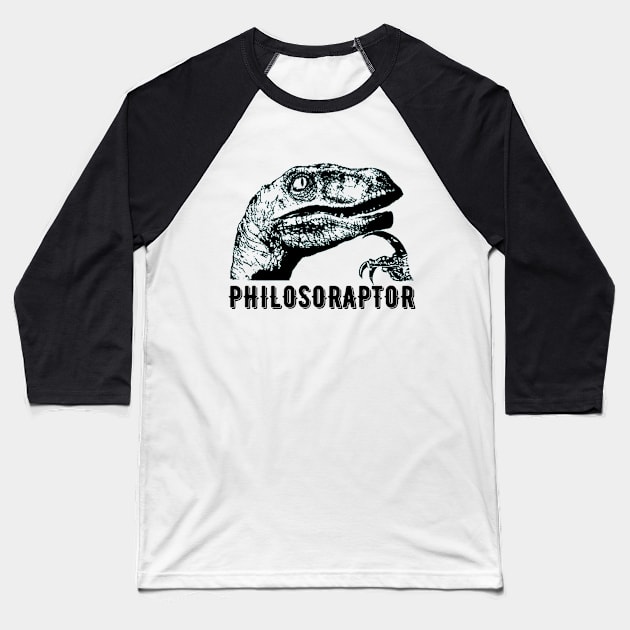 Philosoraptor Baseball T-Shirt by captainmood